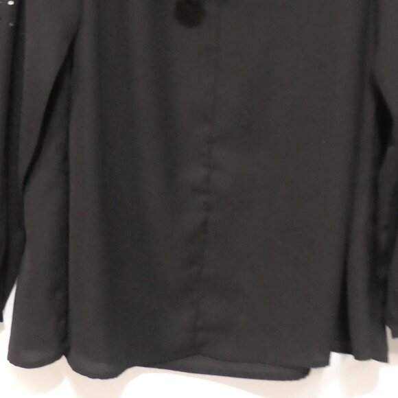LOVE & LEGEND | size 18 | Sheer Black Sequin Embellished Blouse | Tassel Tie - Picture 7 of 14